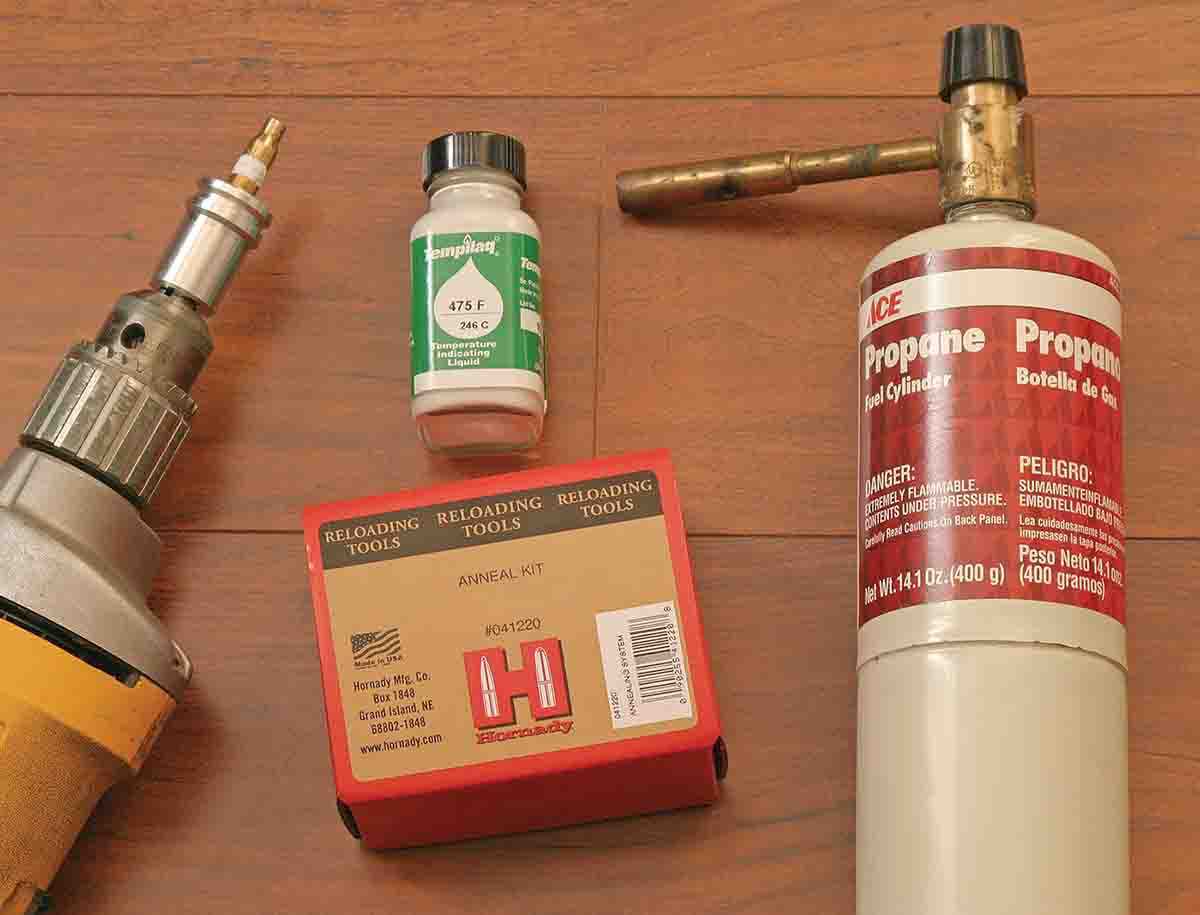 Hornady used to offer an annealing kit for use with a hand-drill, but many handloaders have devised similar setups with socket wrenches.